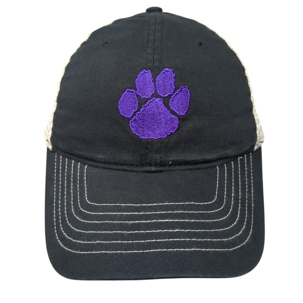 Paw Print Snapback Trucker Hat Black One Size Embroidered Mesh Back
